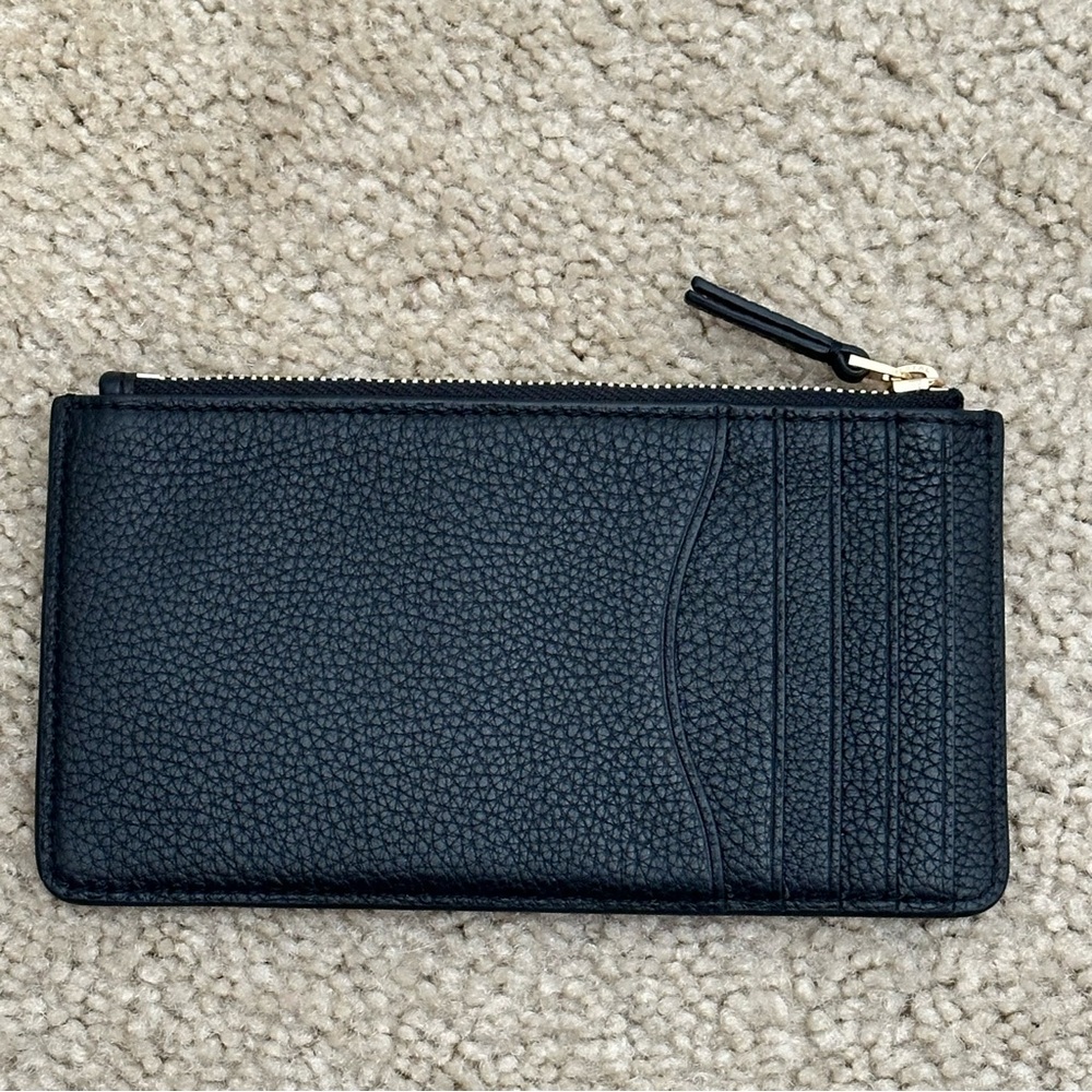 Tory Burch Thea Zip Card Wallet‎ in Black Pebbled Leather VGUC - Picture 3 of 6